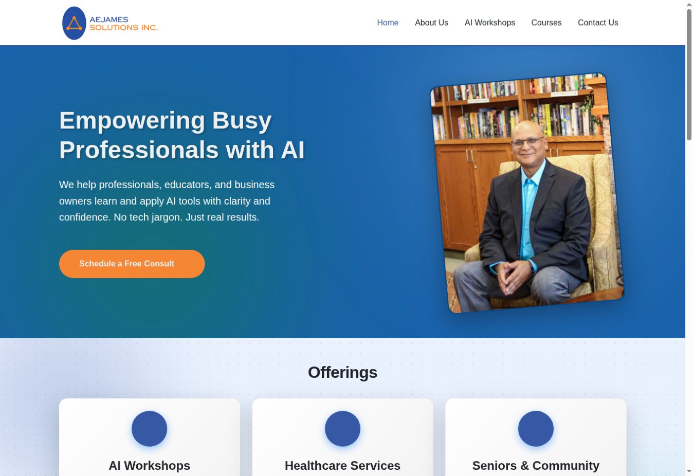 AE James Solutions website design